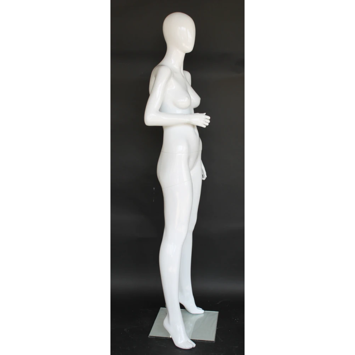 USED-SFW84E-GW Glossy White Female Mannequin Forward Facing with Bent Right Arm-NYC Display