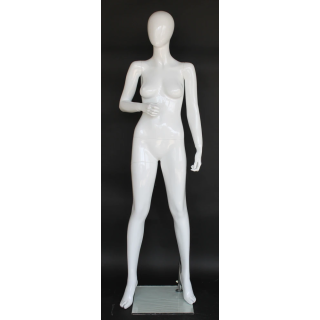 USED-SFW84E-GW Glossy White Female Mannequin Forward Facing with Bent Right Arm-NYC Display
