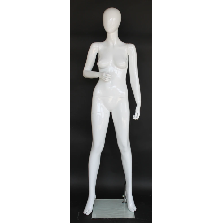 USED-SFW84E-GW Glossy White Female Mannequin Forward Facing with Bent Right Arm-NYC Display