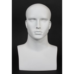 16 in H Matte White Featured Face Male Head Mannequin MH7-WT