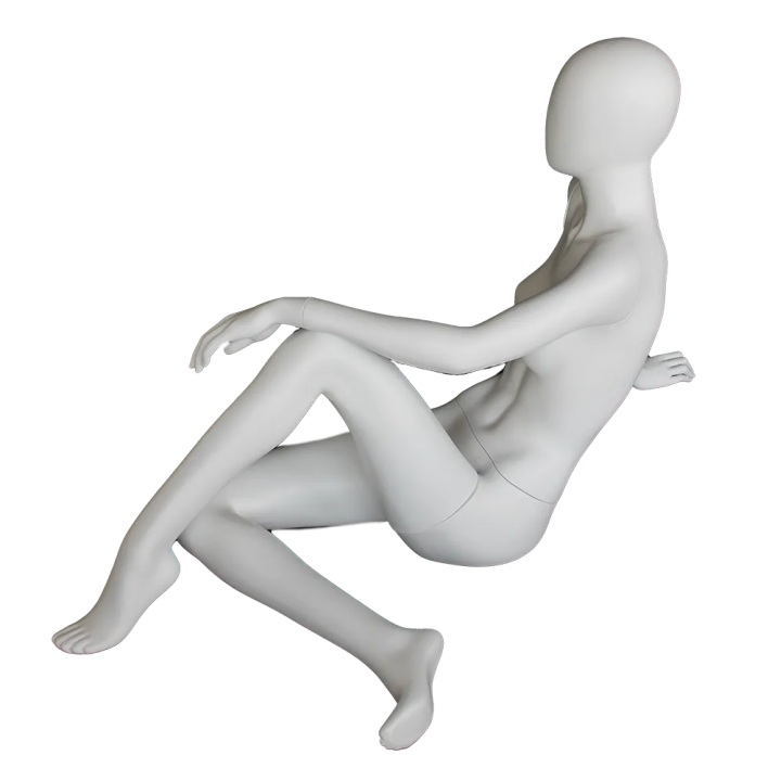 USED-SFW29E-WT 40 in H Egg Head Reclining Sitting Female Mannequin-NYC Display