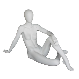 USED-SFW29E-WT 40 in H Egg Head Reclining Sitting Female Mannequin-NYC Display