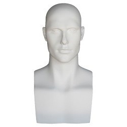 19 in H Matte White Featured Face Male Head Mannequin MH9-WT