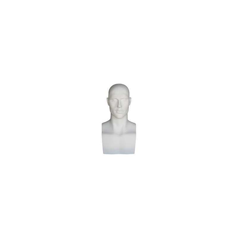 19 in H Matte White Featured Face Male Head Mannequin MH9-WT