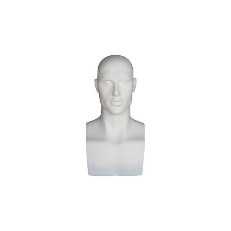 19 in H Matte White Featured Face Male Head Mannequin MH9-WT