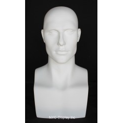 19 in H Matte White Featured Face Male Head Mannequin MH9-WT