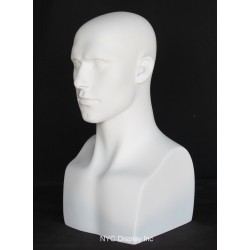 19 in H Matte White Featured Face Male Head Mannequin MH9-WT