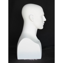 19 in H Matte White Featured Face Male Head Mannequin MH9-WT