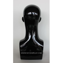 19 in H Glossy Black Featured Face Male Head Mannequin MH9-HB