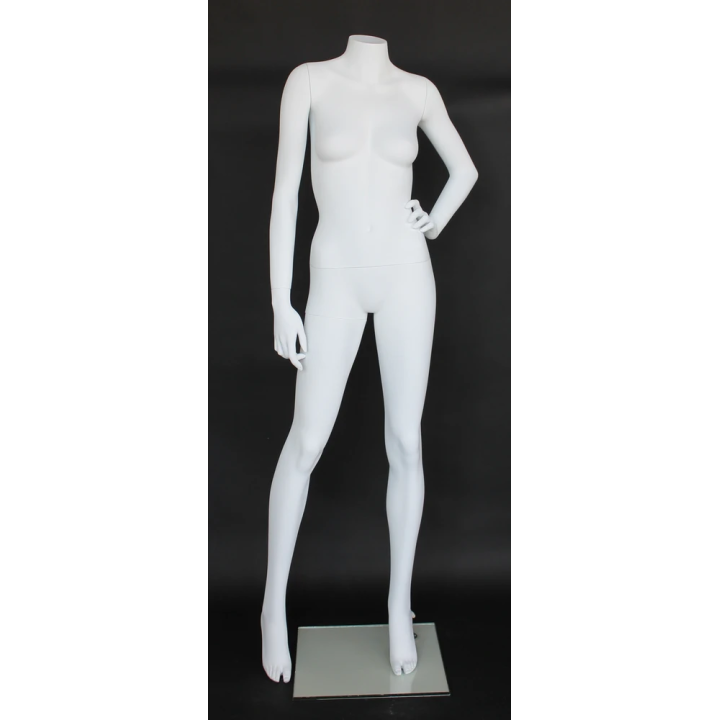 USED-STW115-WT - Matte White Headless Female Mannequin Left Hand on Hip