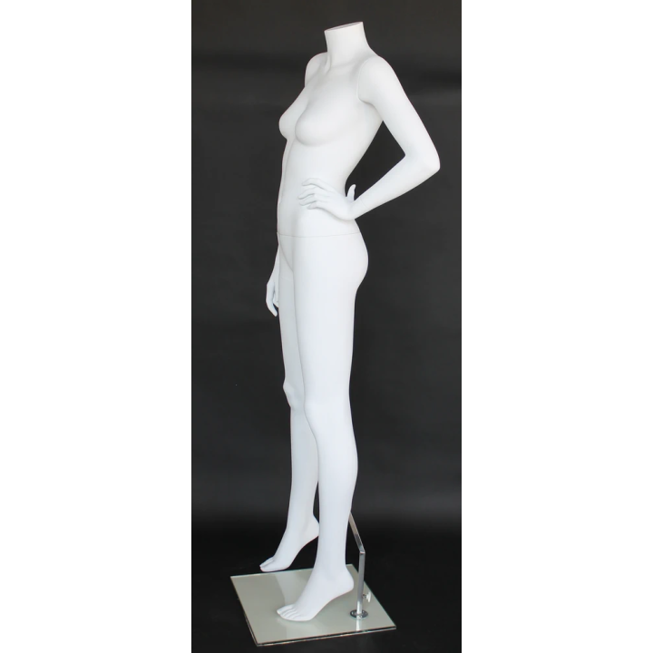 USED-STW115-WT - Matte White Headless Female Mannequin Left Hand on Hip