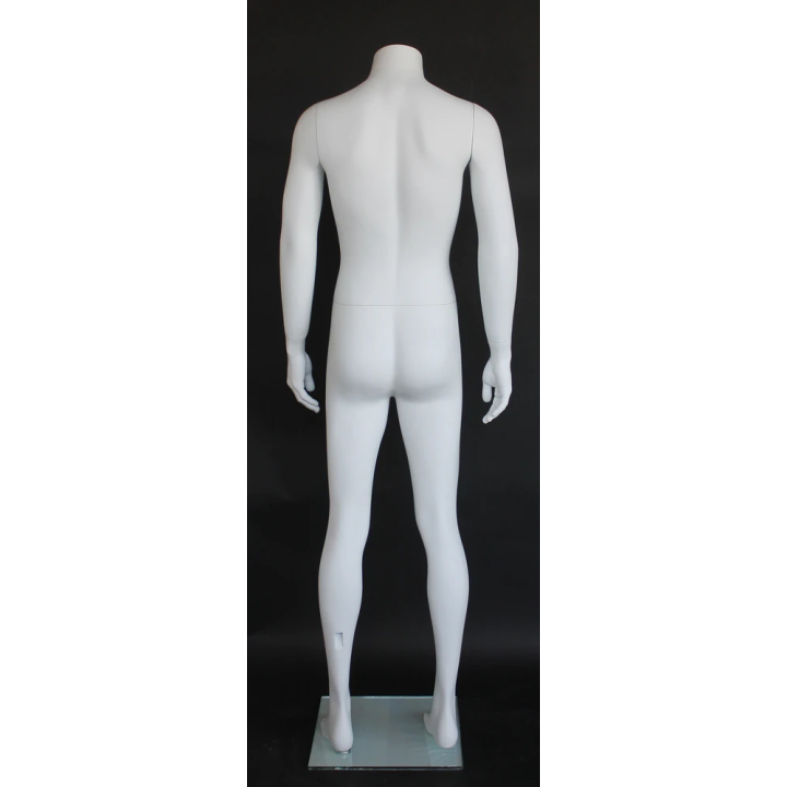 USED-STM006-WT - White Headless Full Body Male Mannequin arms on side