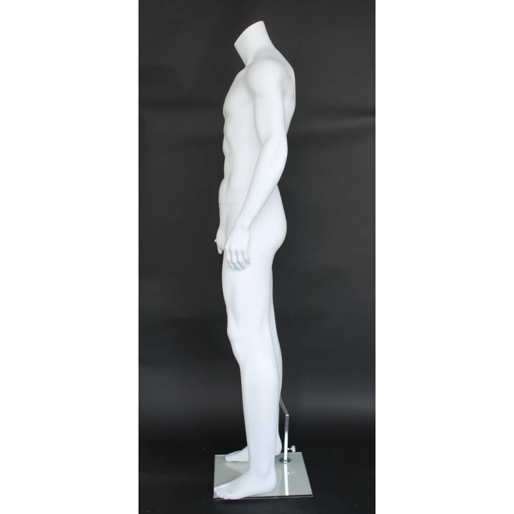 USED-STM052-WT - 5 ft 11 in Muscular Headless Full Body Male Mannequin Matte white