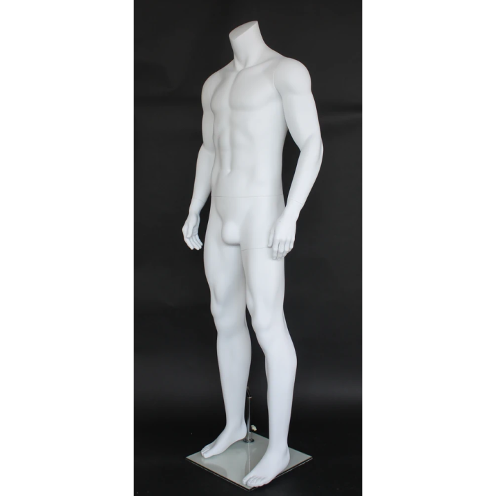USED-STM052-WT - 5 ft 11 in Muscular Headless Full Body Male Mannequin Matte white
