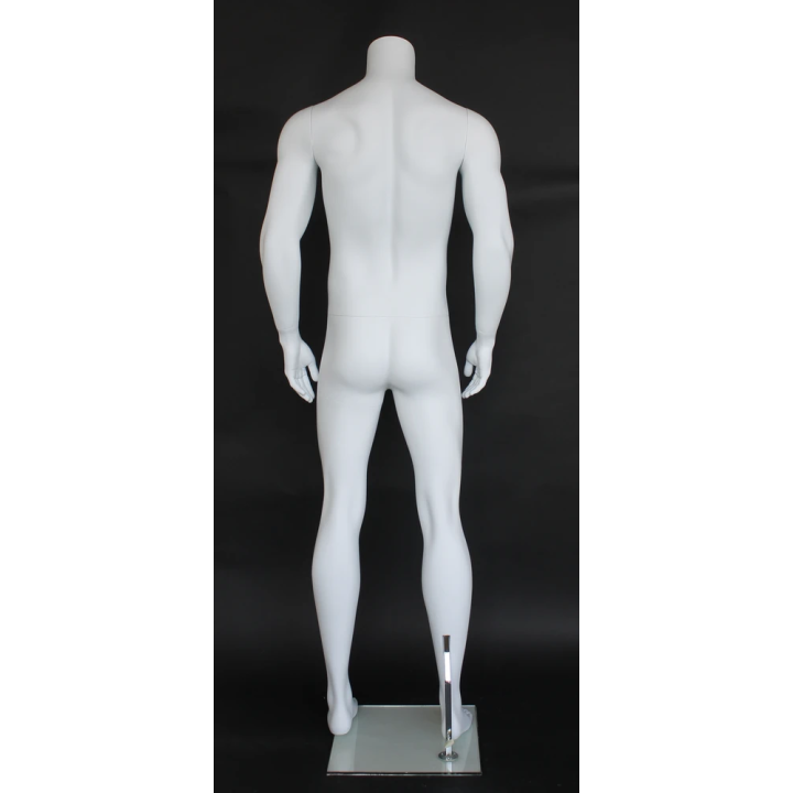 USED-STM052-WT - 5 ft 11 in Muscular Headless Full Body Male Mannequin Matte white