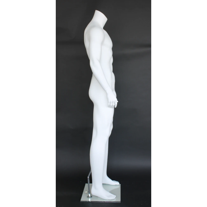 USED-STM052-WT - 5 ft 11 in Muscular Headless Full Body Male Mannequin Matte white