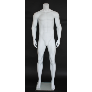 USED-STM052-WT - 5 ft 11 in Muscular Headless Full Body Male Mannequin Matte white