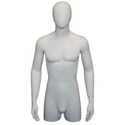 43 in H Matte White Egg Head Male Torso Mannequin With Arms MT4E-WT