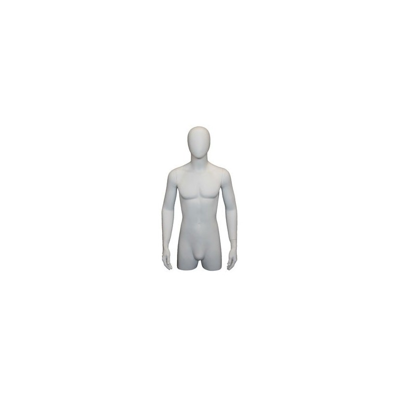 43 in H Matte White Egg Head Male Torso Mannequin With Arms MT4E-WT