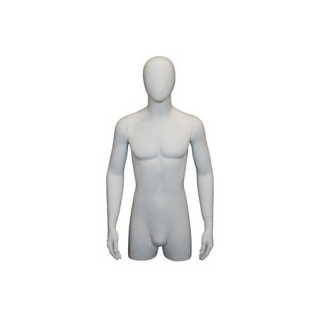 43 in H Matte White Egg Head Male Torso Mannequin With Arms MT4E-WT