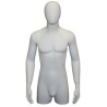 43 in H Matte White Egg Head Male Torso Mannequin With Arms MT4E-WT