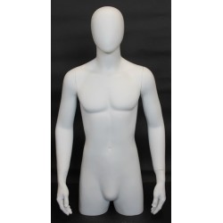 43 in H Matte White Egg Head Male Torso Mannequin With Arms MT4E-WT