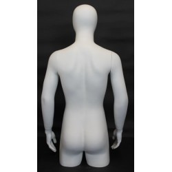 43 in H Matte White Egg Head Male Torso Mannequin With Arms MT4E-WT