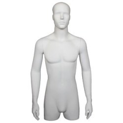 43 in H White Abstract Face Head Male Torso Mannequin With Arms MT5E-WT