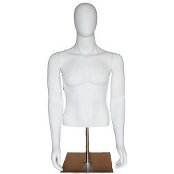 4 ft H Egg Head Male Torso mannequin with Arms Metal Base MT66E-WM