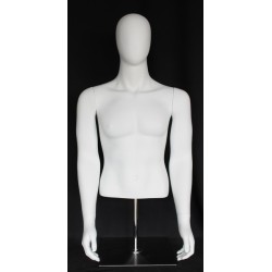 4 ft H Egg Head Male Torso mannequin with Arms Metal Base MT66E-WM