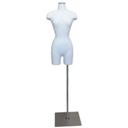 Size 4 White Female 3Q Dress form mannequin Metal Base BF4-WM