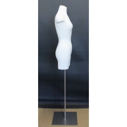 Size 4 White Female 3Q Dress form mannequin Metal Base BF4-WM