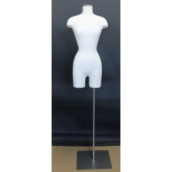 Size 4 White Female 3Q Dress form mannequin Metal Base BF4-WM