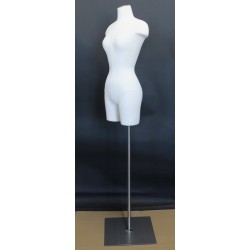 Size 4 White Female 3Q Dress form mannequin Metal Base BF4-WM