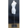 Size 4 White Female 3Q Dress form mannequin Metal Base BF4-WM