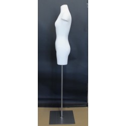 Size 4 White Female 3Q Dress form mannequin Metal Base BF4-WM