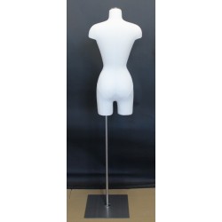 Size 4 White Female 3Q Dress form mannequin Metal Base BF4-WM