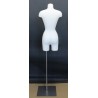 Size 4 White Female 3Q Dress form mannequin Metal Base BF4-WM