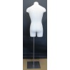 Size L White Male 3Q Body form mannequin Metal Neck Base MDF4-WM