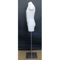 Size L White Male 3Q Body form mannequin Metal Neck Base MDF4-WM