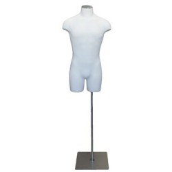 Size L White Male 3Q Body form mannequin Metal Neck Base MDF4-WM