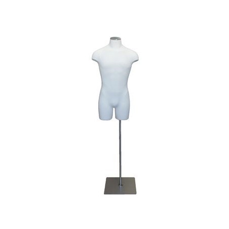 Size L White Male 3Q Body form mannequin Metal Neck Base MDF4-WM