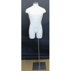 Size L White Male 3Q Body form mannequin Metal Neck Base MDF4-WM