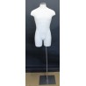 Size L White Male 3Q Body form mannequin Metal Neck Base MDF4-WM