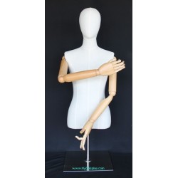 Female Half Body mannequin with wooden Arms Metal Base BFWH-1SM