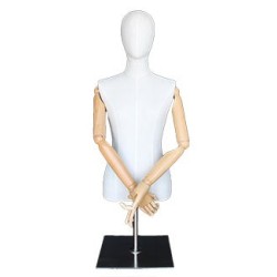 Female Half Body mannequin with wooden Arms Metal Base BFWH-1SM