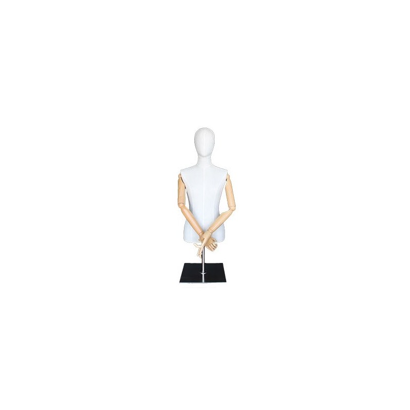 Female Half Body mannequin with wooden Arms Metal Base BFWH-1SM