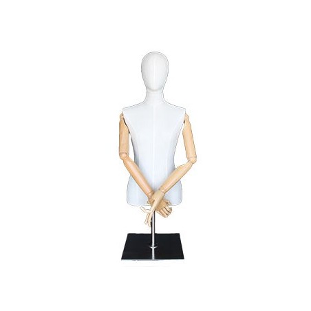 Female Half Body mannequin with wooden Arms Metal Base BFWH-1SM