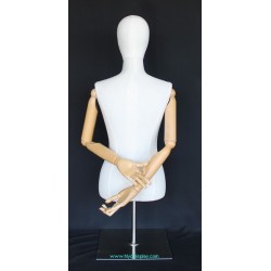 Female Half Body mannequin with wooden Arms Metal Base BFWH-1SM