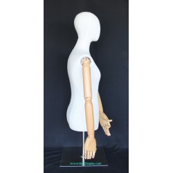 Female Half Body mannequin with wooden Arms Metal Base BFWH-1SM